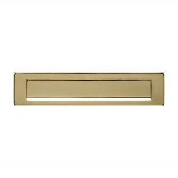 Intersteel Briefplaat rechthoekig 340x75mm met klep/regenrand PVD messingkleur