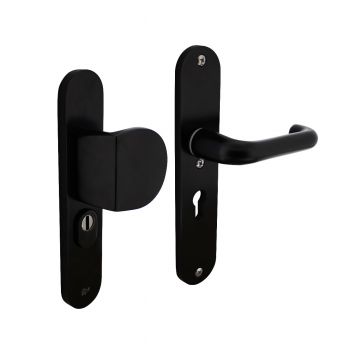 Intersteel Veiligheidsbeslag SKG*** greep/kruk profielcilinder 55 mm met kerntrekbeveiliging aluminium zwart