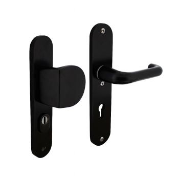 Intersteel Veiligheidsbeslag SKG*** greep/kruk profielcilinder 72 mm met kerntrekbeveiliging aluminium zwart